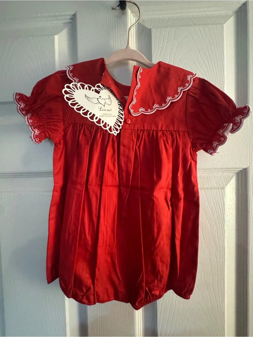 Red Girls' Smocked Collar Romper
